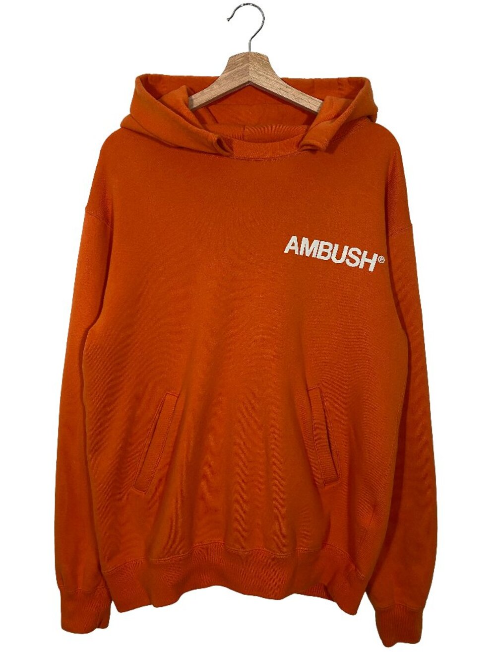 AMBUSH Orange Overisized Puff Print Hooded Crewneck Sweatshirt men's size 1
